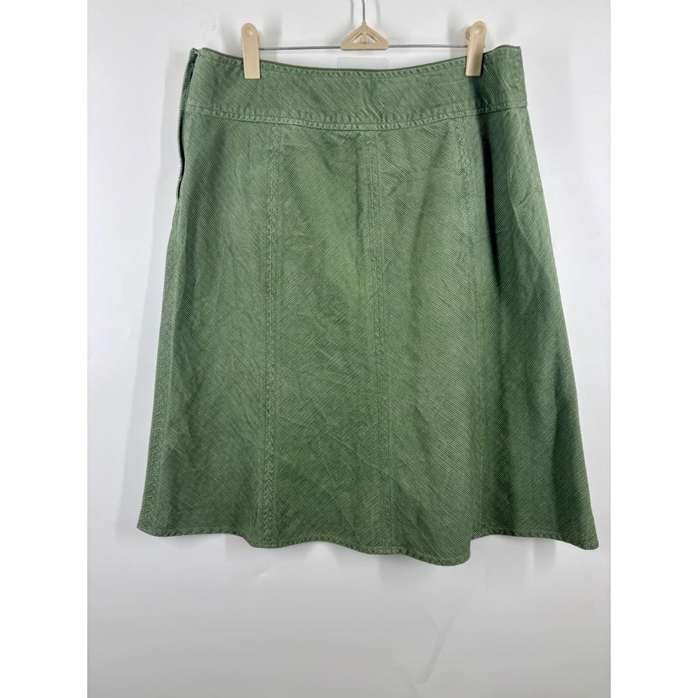 Bass Green Corduroy A-Line Skirt 10 Knee Length Cotton